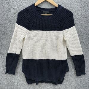 J. Crew Women's S Linen Blend Colorblock Stripe Crew Neck‎ Long Sleeve Sweater